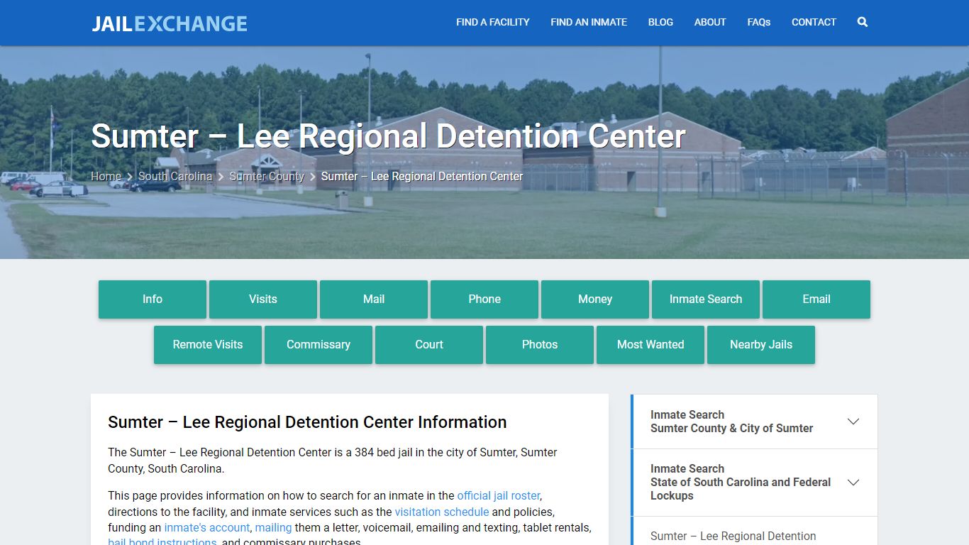 Sumter – Lee Regional Detention Center, SC Inmate Search, Information